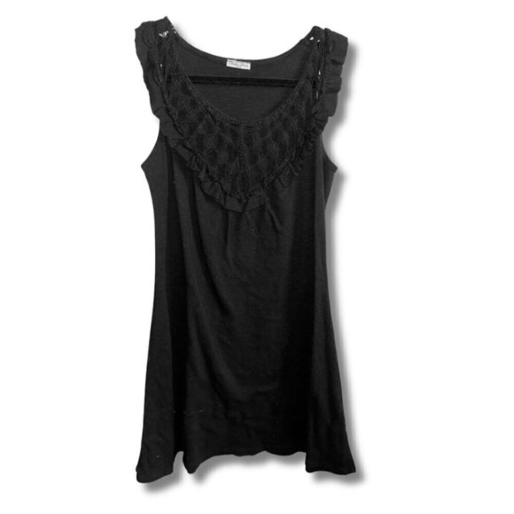 Women’s Small Solid Black Soft Knit Tank Top Short Knee Length Dress